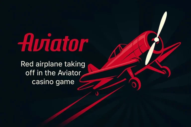 Red airplane taking off in the Aviator casino game