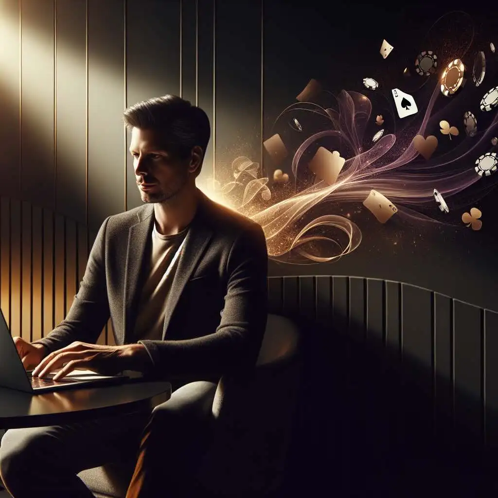 Aussie gambler happily celebrates a no deposit free spins win on mobile with golden confetti.