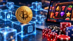 Blockchain network connecting cryptocurrency transactions and online casino games, illustrating crypto casino transparency.